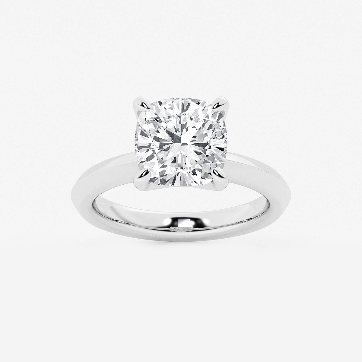 4 ctw Cushion Lab Grown Diamond Knife Edge Solitaire Engagement Ring