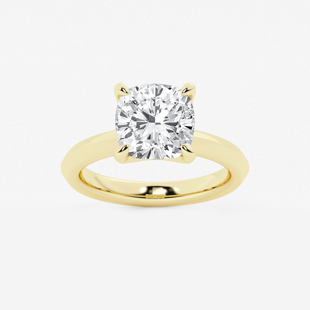 4 ctw Cushion Lab Grown Diamond Knife Edge Solitaire Engagement Ring