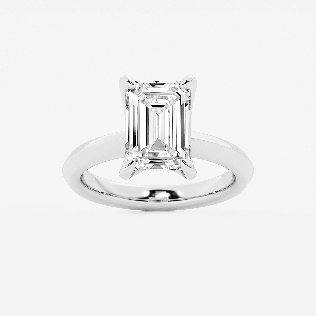 4 ctw Emerald Lab Grown Diamond Knife Edge Solitaire Engagement Ring