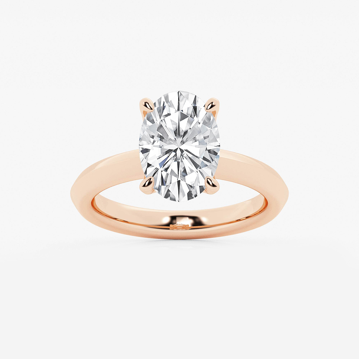 3 ctw Oval Lab Grown Diamond Knife Edge Solitaire Engagement Ring