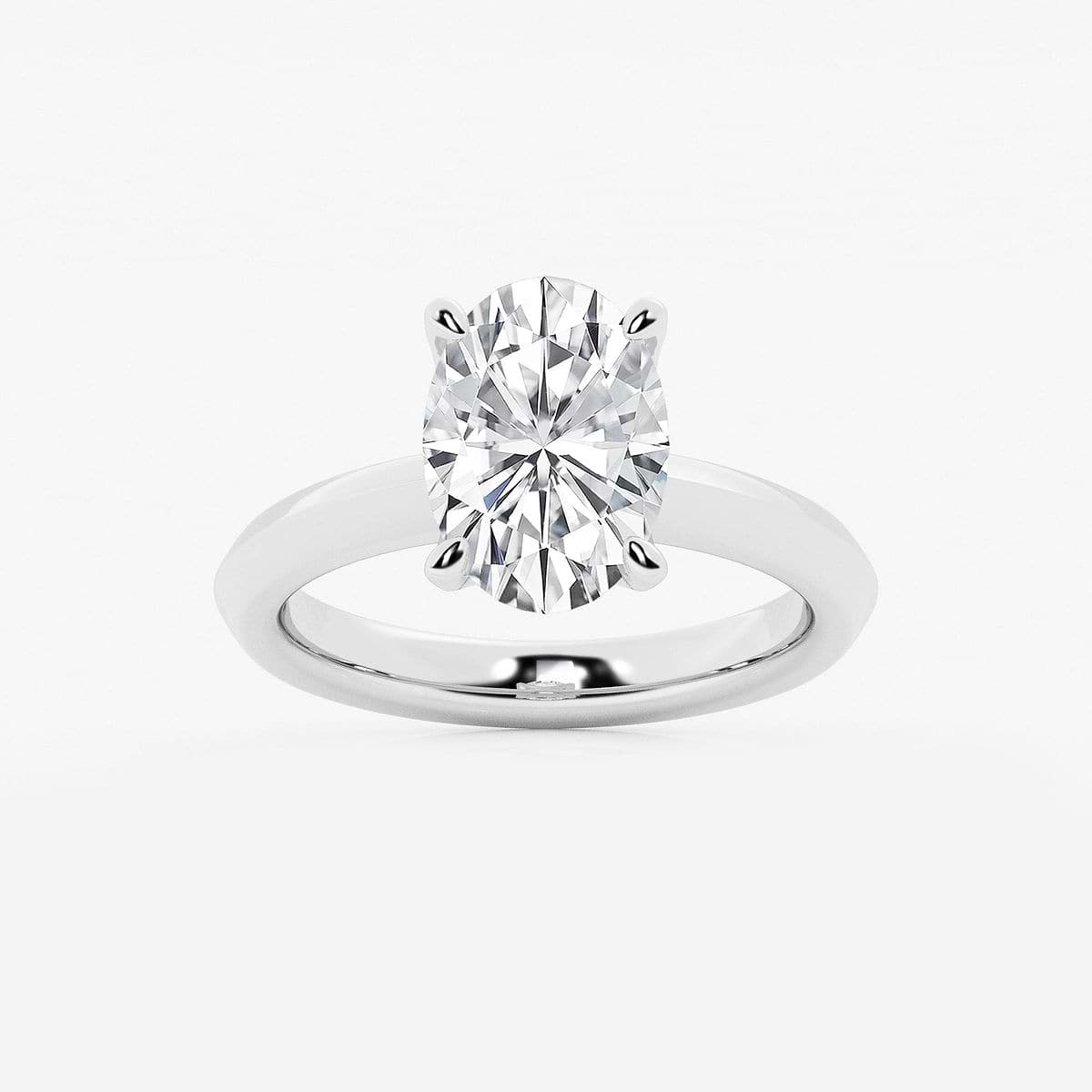 3 ctw Oval Lab Grown Diamond Knife Edge Solitaire Engagement Ring