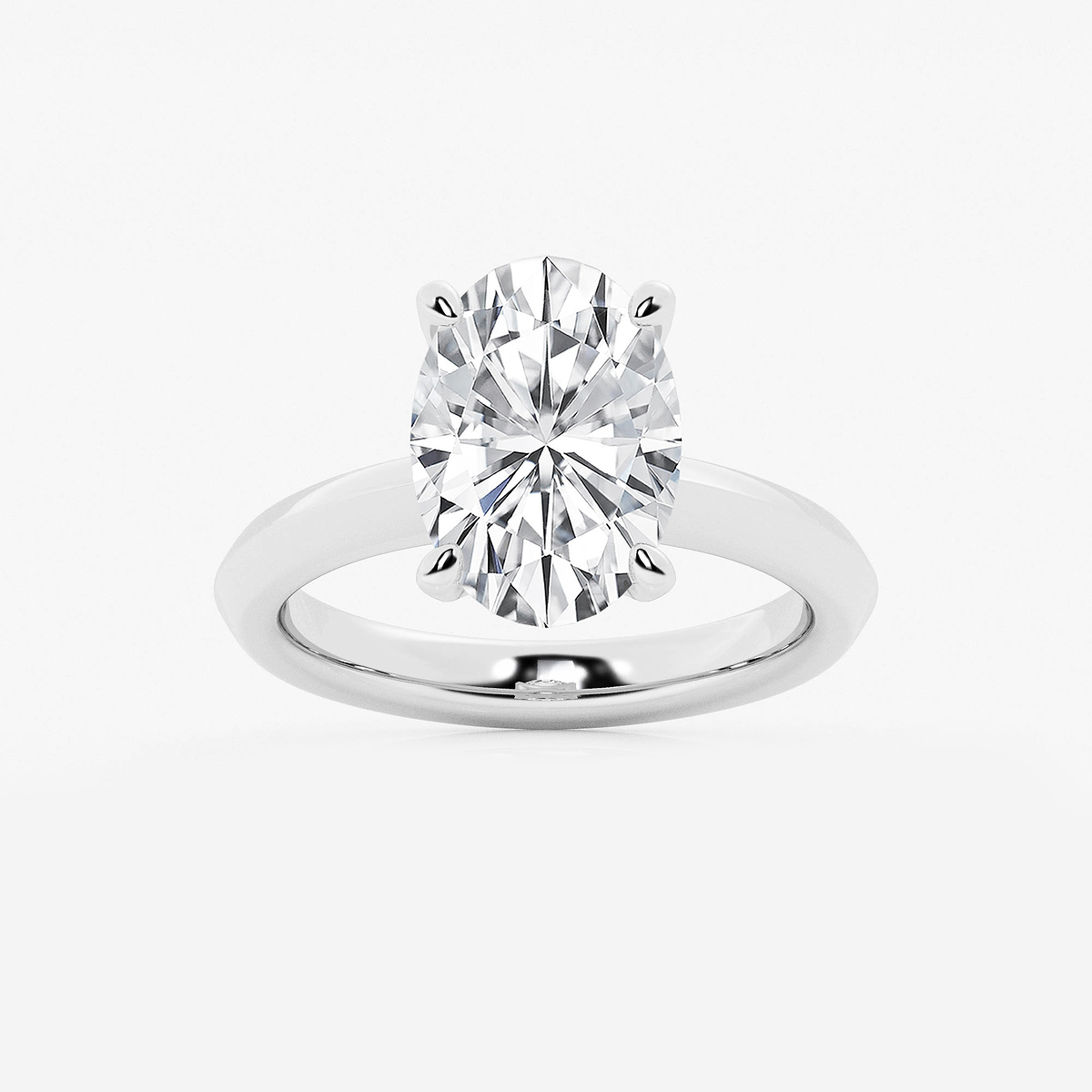 4 ctw Oval Lab Grown Diamond Knife Edge Solitaire Engagement Ring