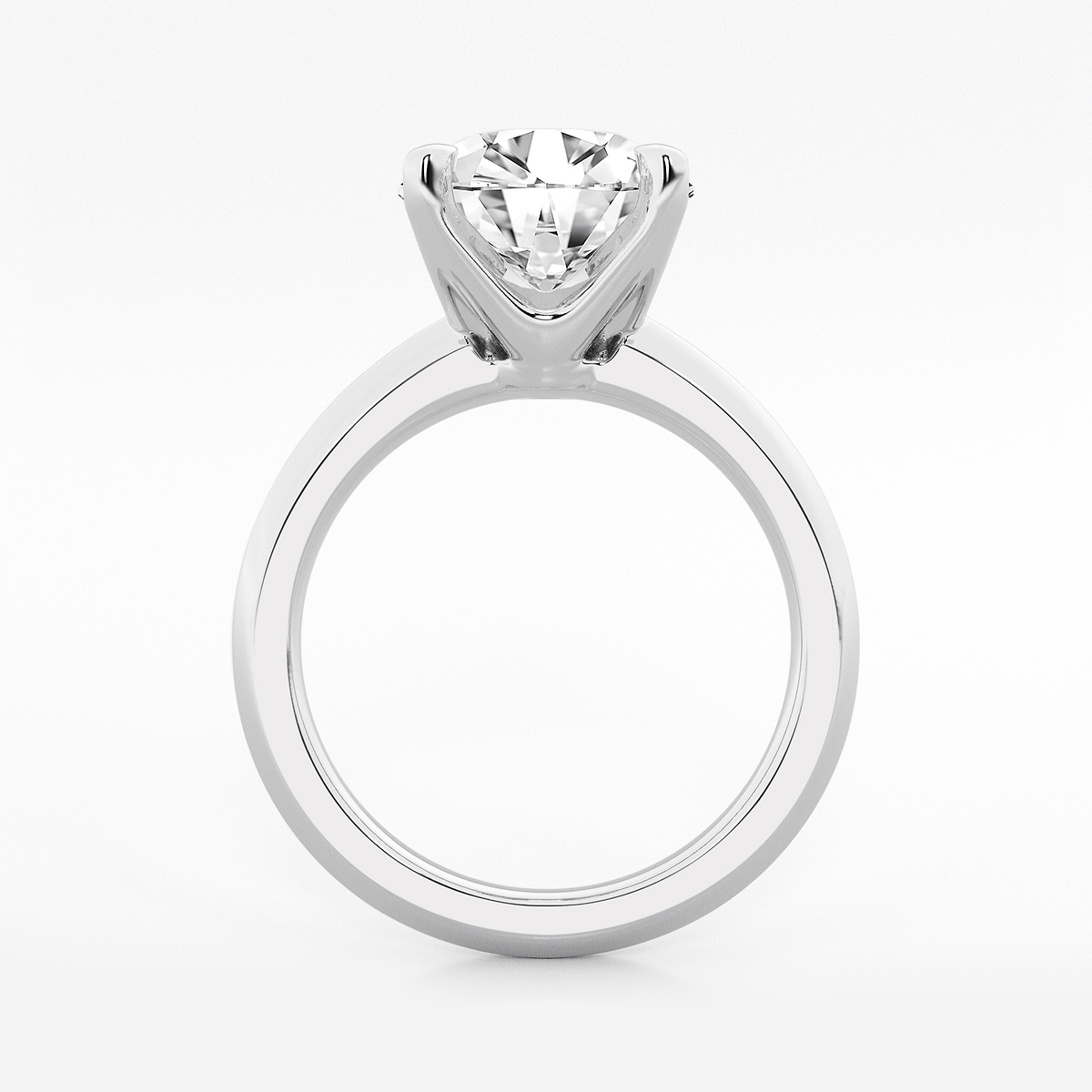 Additional Image 1 for  4 ctw Round Lab Grown Diamond Knife Edge Solitaire Engagement Ring