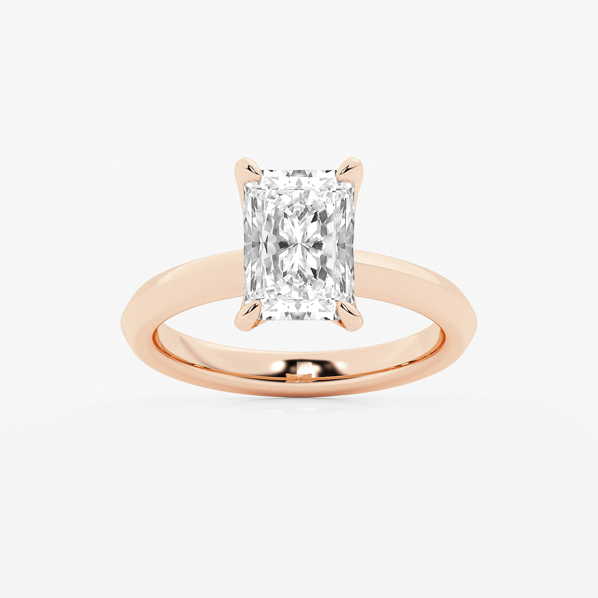 2 1/2 ctw Radiant Lab Grown Diamond Knife Edge Solitaire Engagement Ring
