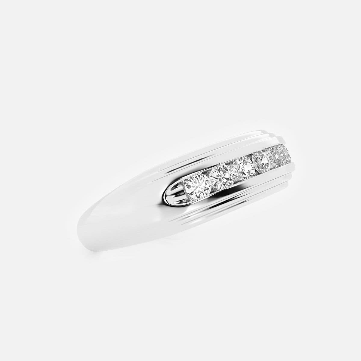1/2 ctw Round Lab Grown Diamond Men's Channel Set Wedding Band 14K White Gold, FG, VS2+