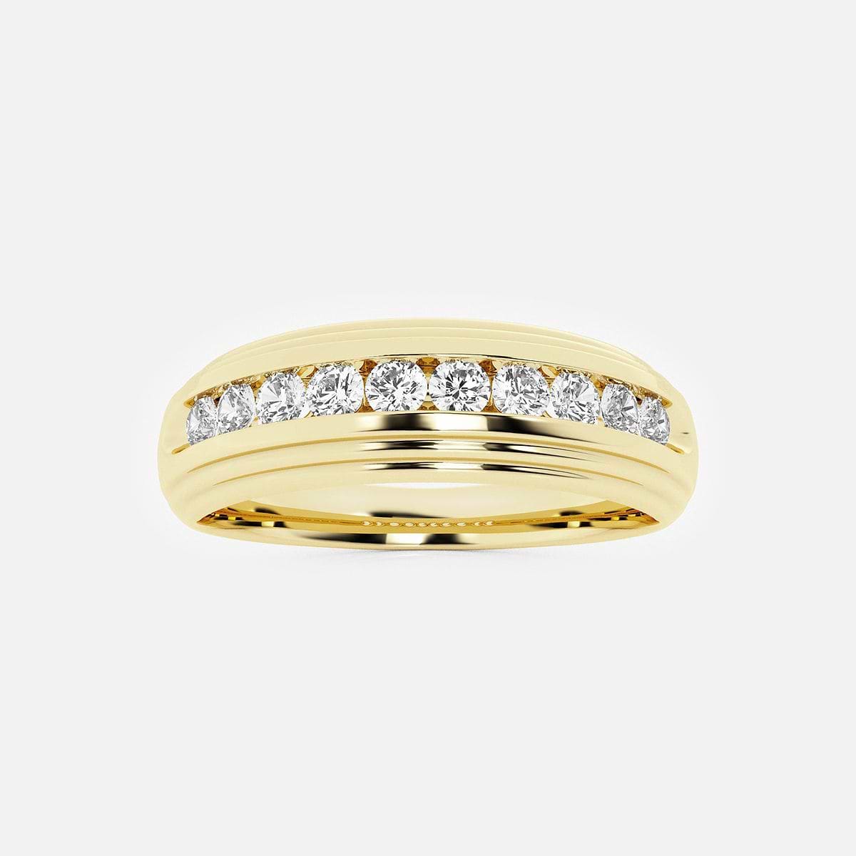 1/2 ctw Round Lab Grown Diamond Men's Channel Set Wedding Band 14K Yellow Gold, FG, VS2+