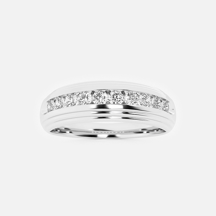 Channel Set Band - 1/2 ctw Round Lab Grown Diamond Men's Channel Set Wedding Band