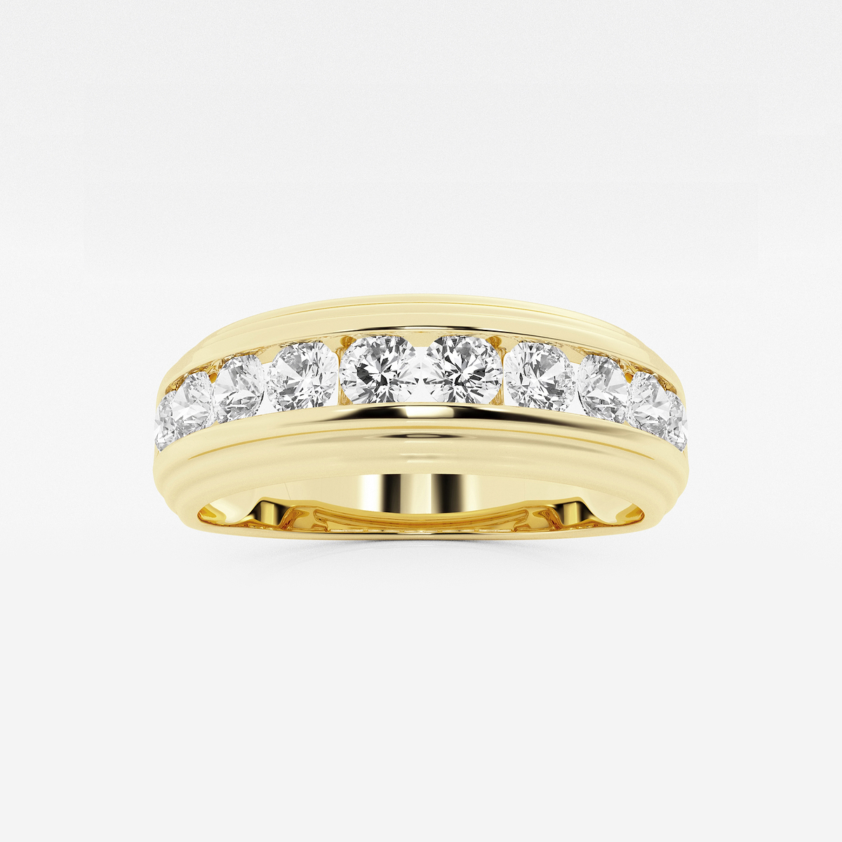 1 ctw Round Lab Grown Diamond Mens Channel Set Wedding Band 14K Yellow Gold, FG, VS2+