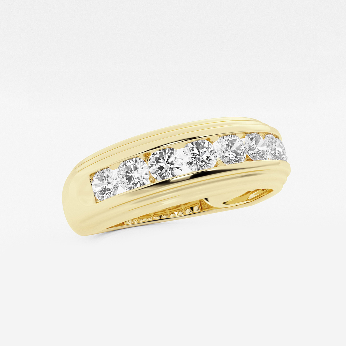 1 ctw Round Lab Grown Diamond Mens Channel Set Wedding Band 14K Yellow Gold, FG, VS2+