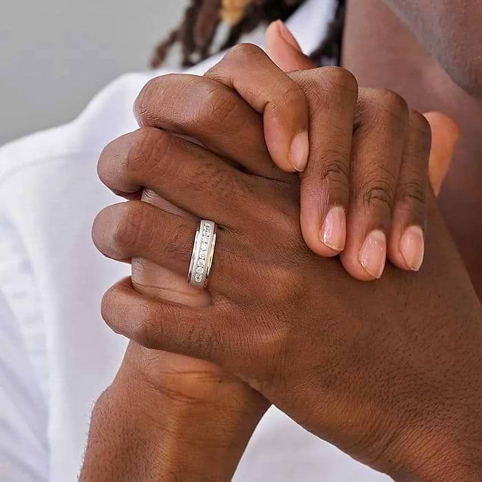 Men's Round Channel Set Wedding Band
