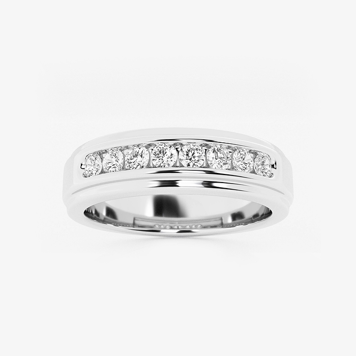 Channel Set Band - 1/2 ctw Round Lab Grown Diamond Men's Channel Set Wedding Band