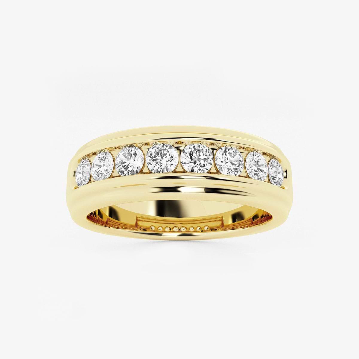 1 ctw Round Lab Grown Diamond Men's Channel Set Wedding Band 14K Yellow Gold, FG, VS2+