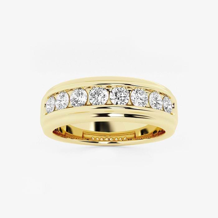 1/2 ctw Round Lab Grown Diamond Nine-Stone Wedding Band with Satin Finish 14K Yellow Gold, F, VS2