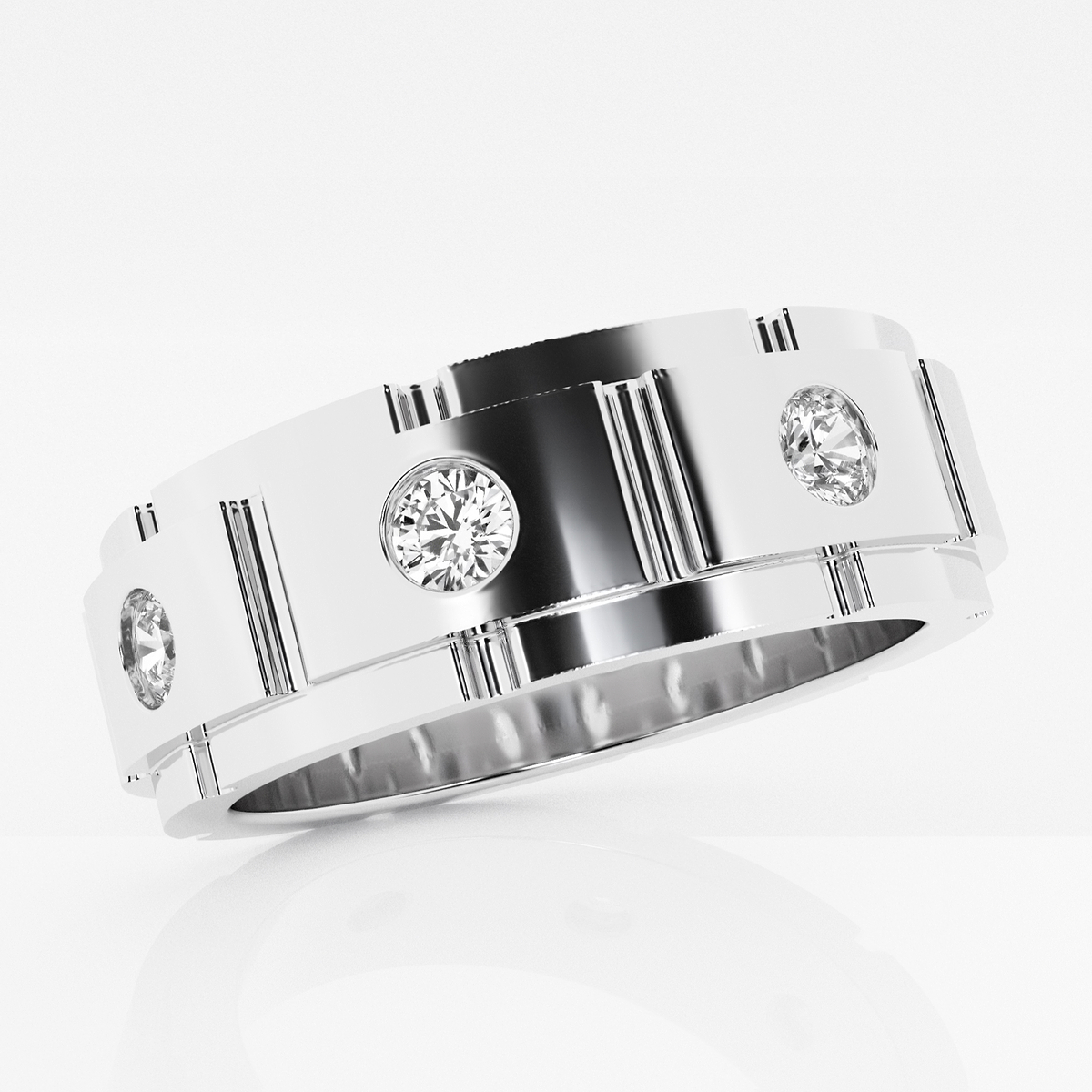 Additional Image 1 for  1 ctw Round Lab Grown Diamond Men\'s Wedding Band
