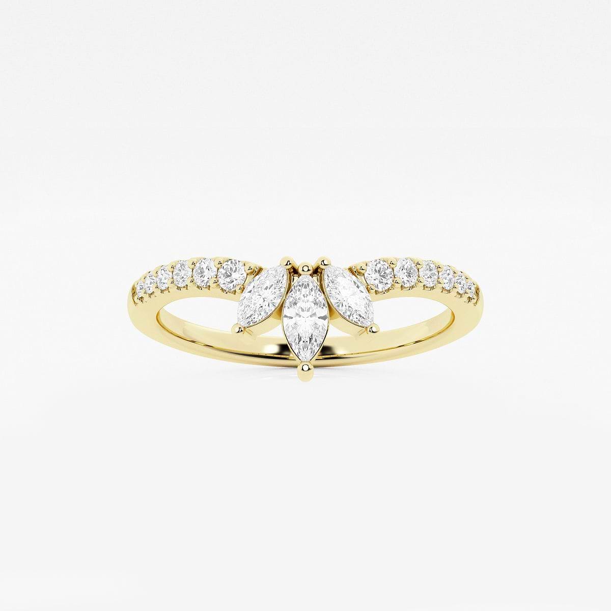 2/5 ctw Round and Marquise Lab Grown Diamond Chevron Stackable Ring