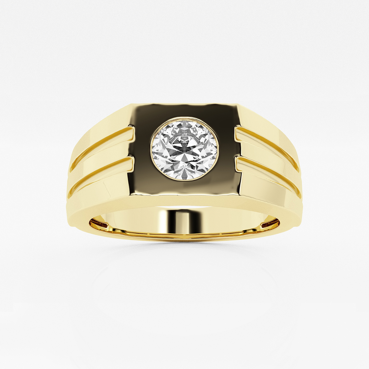 ctw Round Lab Grown Diamond Mens Solitaire Engagement Ring 14K