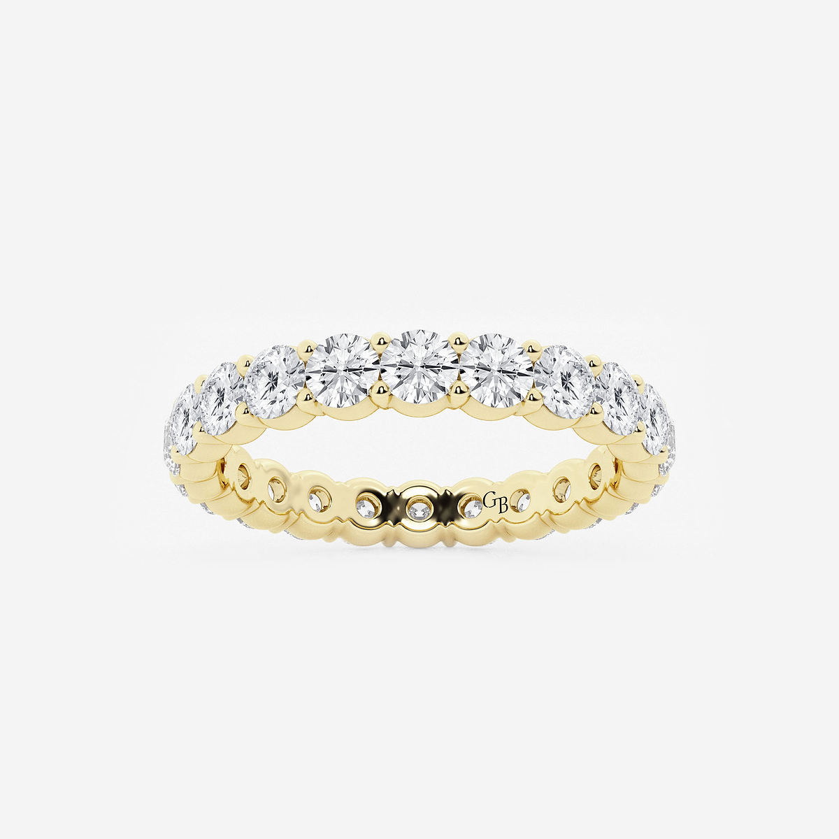 2 ctw Shared Prong Round Lab Grown Diamond Eternity Band - 3.1mm Width 14K Yellow Gold, DE, VS1