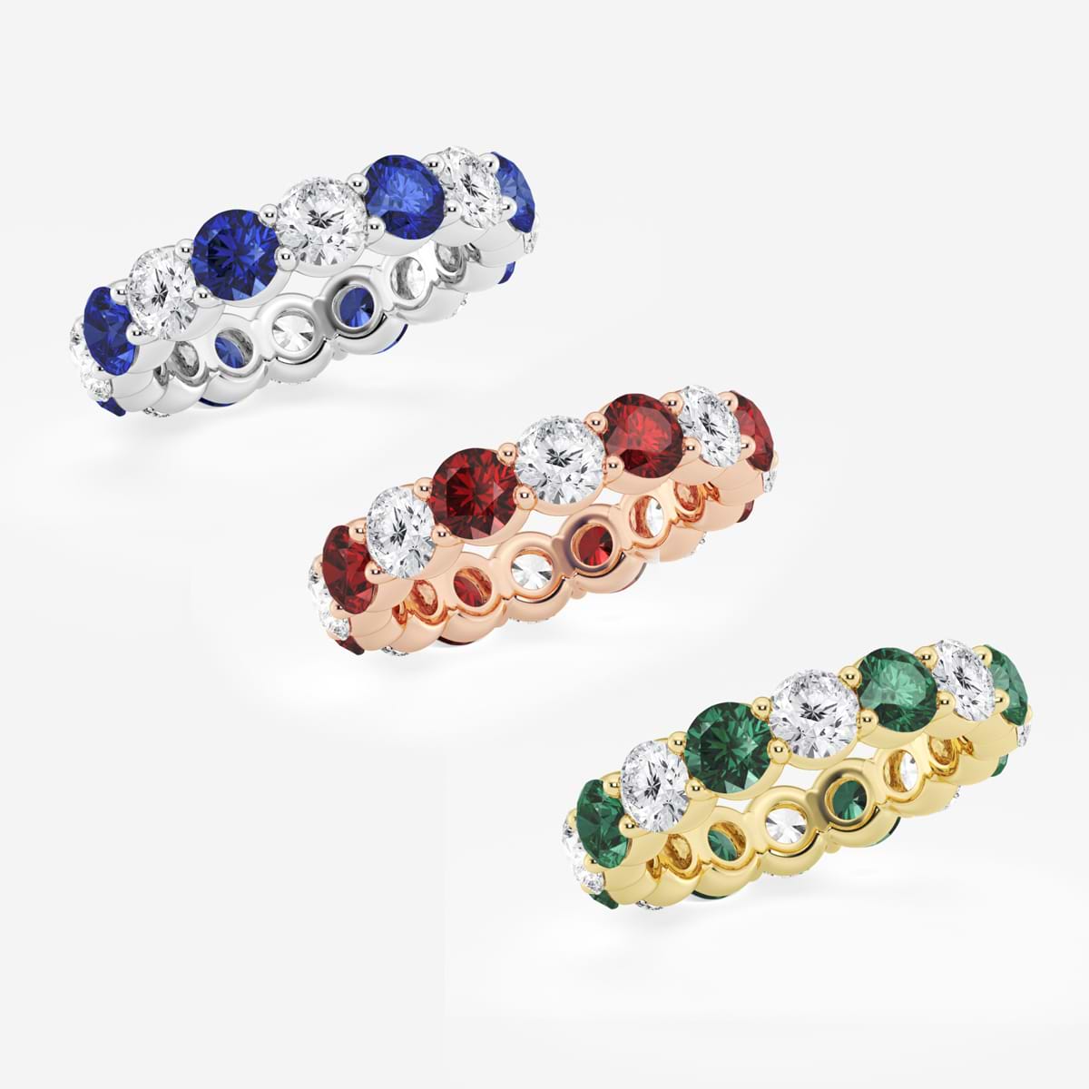 Additional Image 2 for  4.4 mm Round Cut Created Sapphire and 2 2/3 ctw Round Lab Grown Diamond Eternity Band - 4.5mm Width