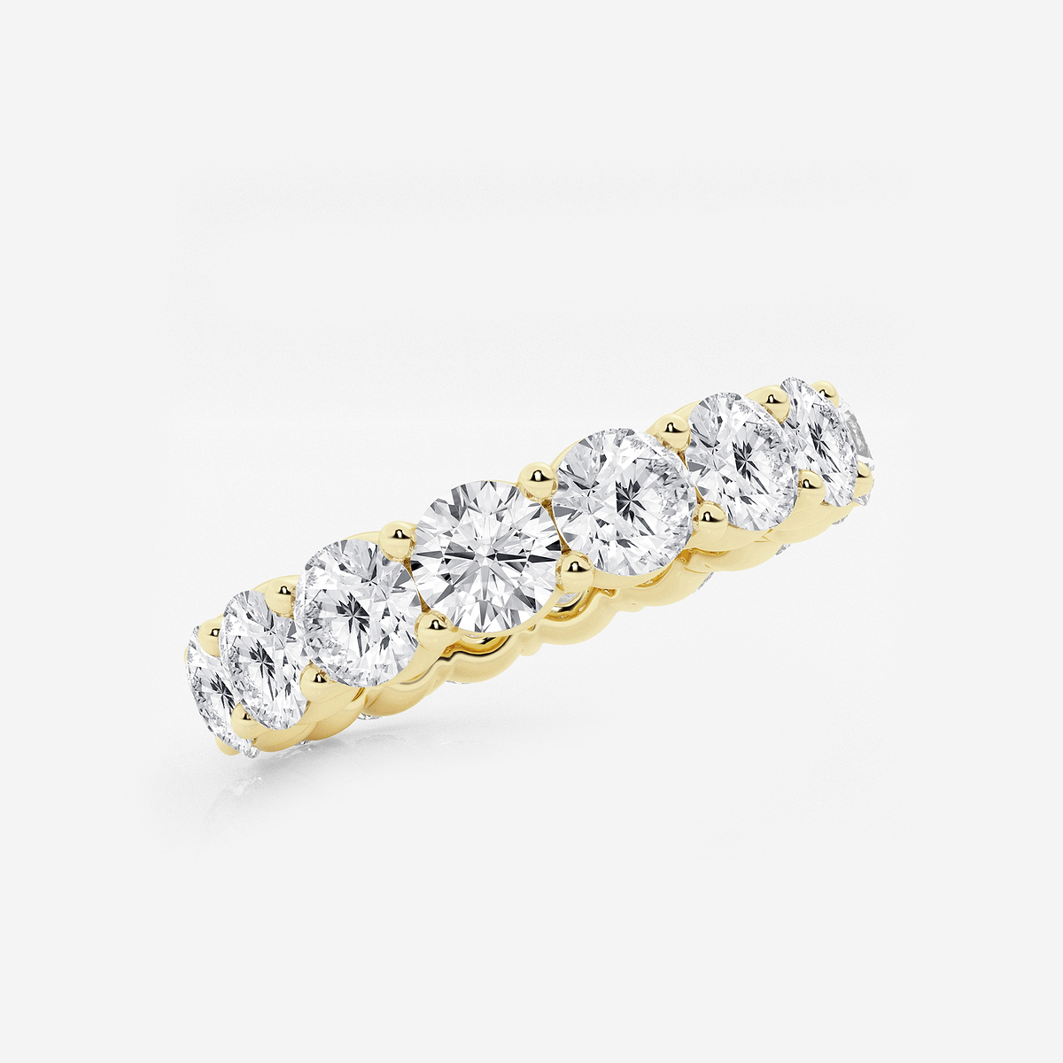 5 ctw Shared Prong Round Lab Grown Diamond Eternity Band - 4.7mm Width 14K Yellow Gold, F, VS2