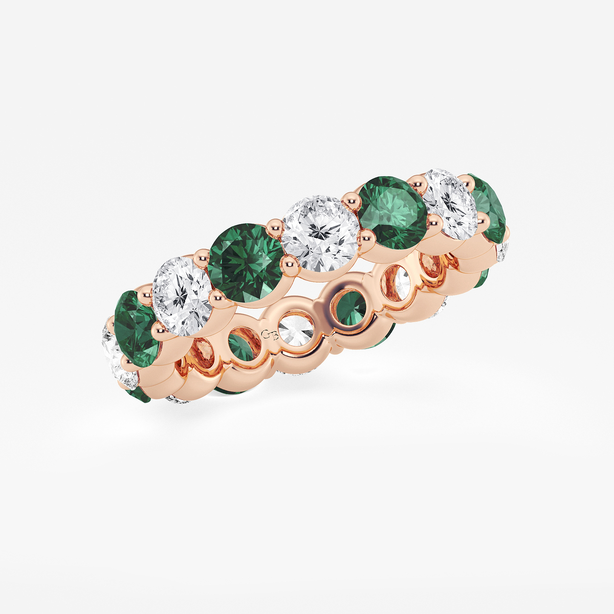 Additional Image 1 for  4.3 mm Round Cut Emerald and 2 2/3 ctw Round Lab Grown Diamond Eternity Band - 4.5mm Width