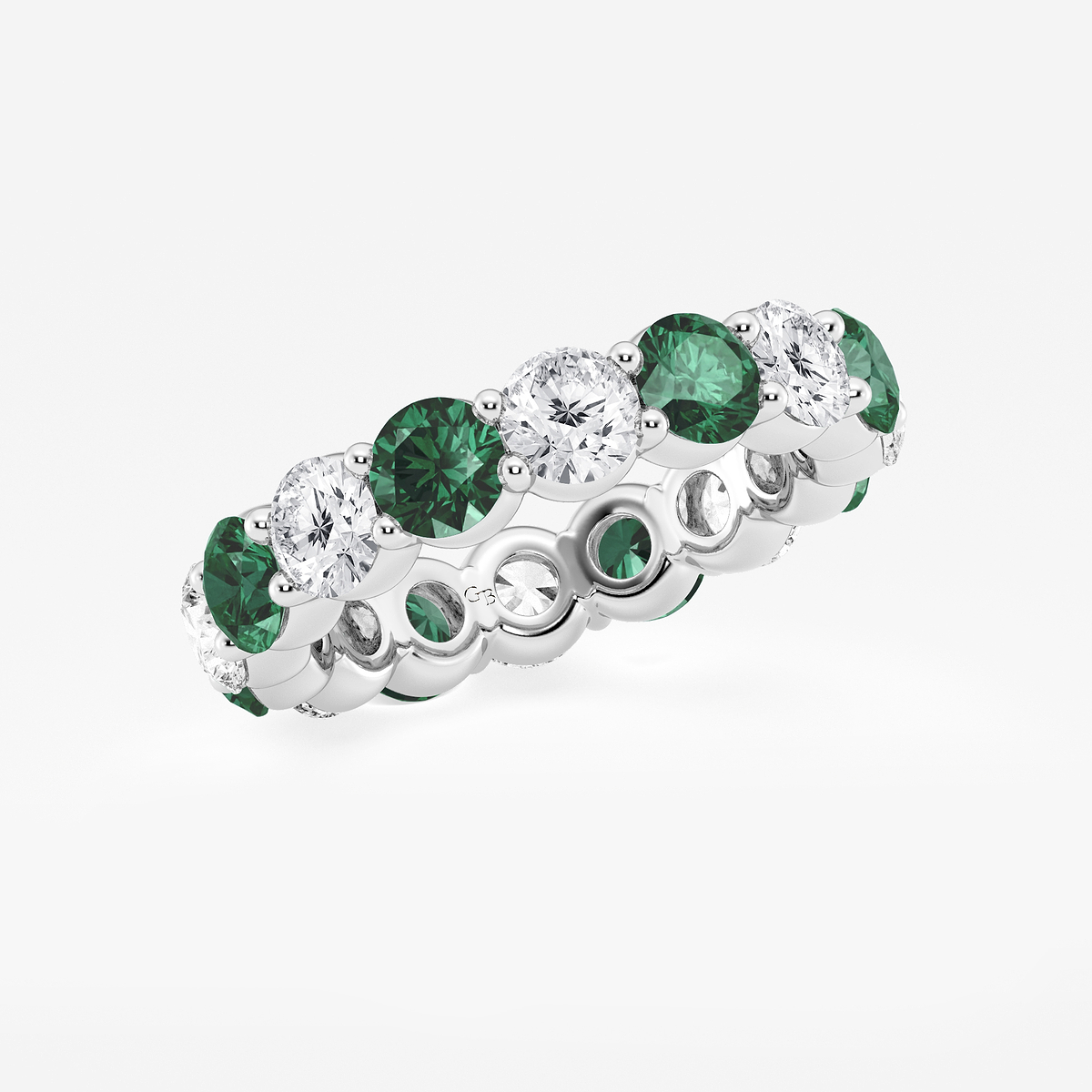 Additional Image 1 for  4.6 mm Round Cut Emerald and 2 2/3 ctw Round Lab Grown Diamond Eternity Band - 4.6mm Width