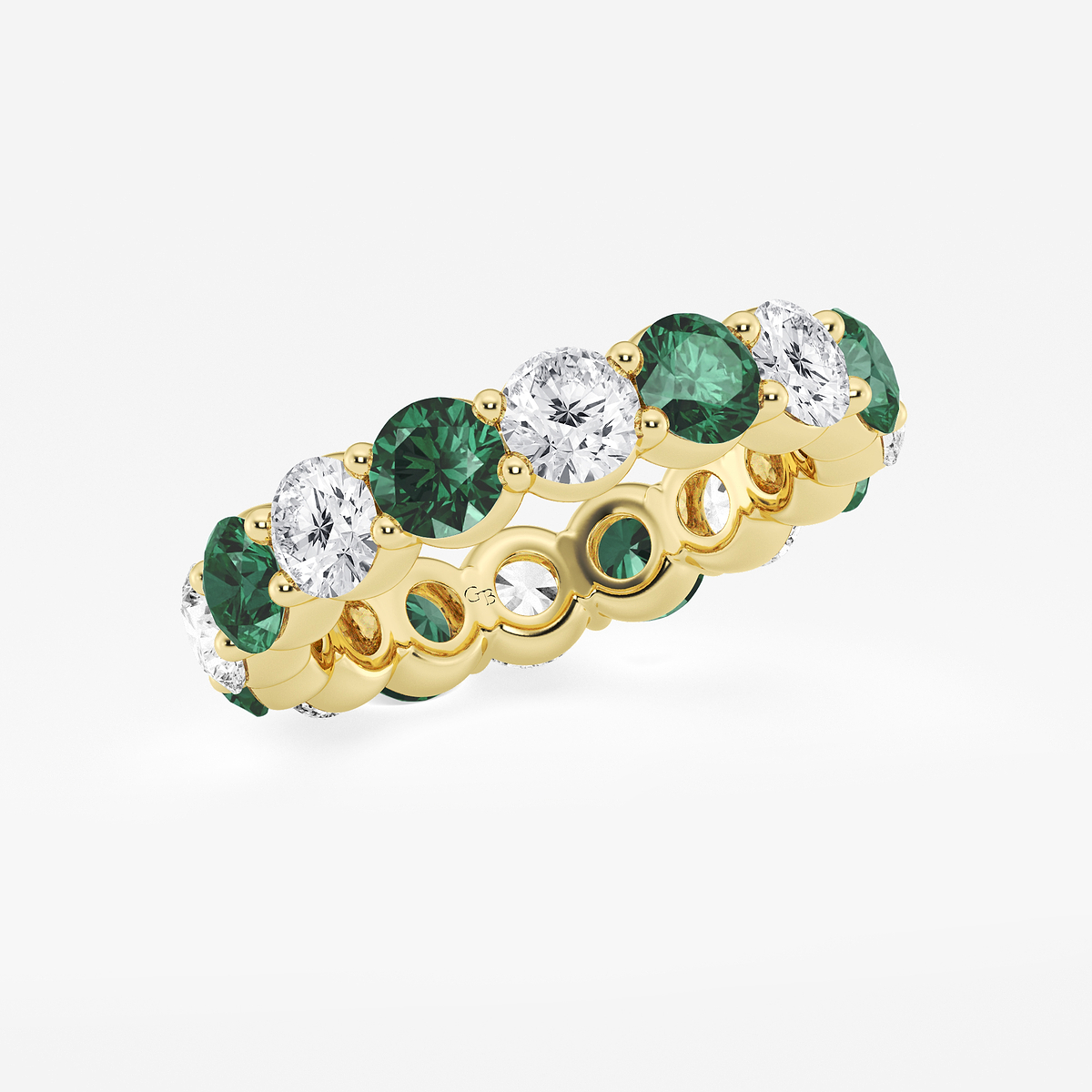 Additional Image 1 for  4.3 mm Round Cut Emerald and 2 2/3 ctw Round Lab Grown Diamond Eternity Band - 4.3mm Width