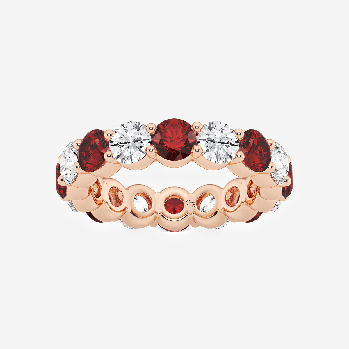 4.4 mm Round Cut Ruby and 2 2/3 ctw Round Lab Grown Diamond Eternity Band - 4.4mm Width
