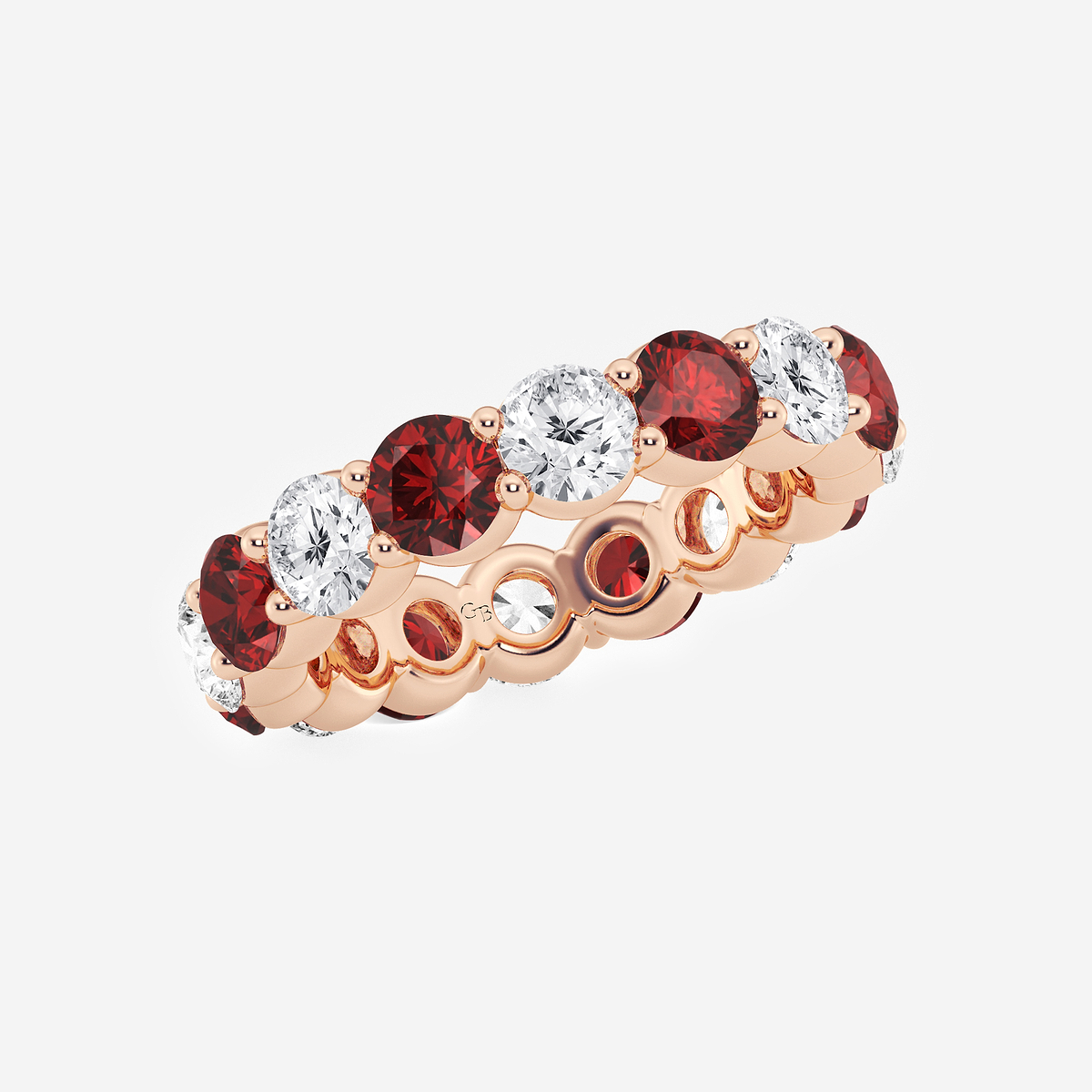 Additional Image 1 for  4.4 mm Round Cut Ruby and 2 2/3 ctw Round Lab Grown Diamond Eternity Band - 4.4mm Width
