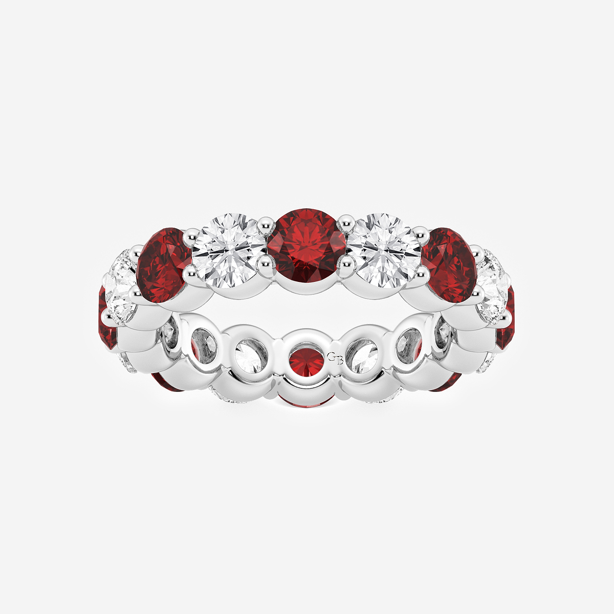 4.4 mm Round Cut Ruby and 2 2/3 ctw Round Lab Grown Diamond Eternity Band - 4.4mm Width