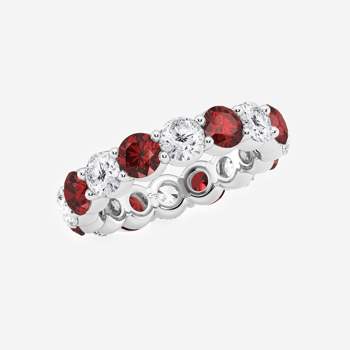 Additional Image 1 for  4.4 mm Round Cut Ruby and 2 2/3 ctw Round Lab Grown Diamond Eternity Band - 4.4mm Width
