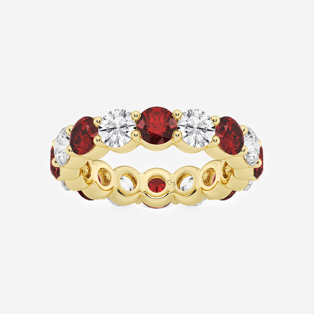 4.4 mm Round Cut Ruby and 2 2/3 ctw Round Lab Grown Diamond Eternity Band - 4.4mm Width