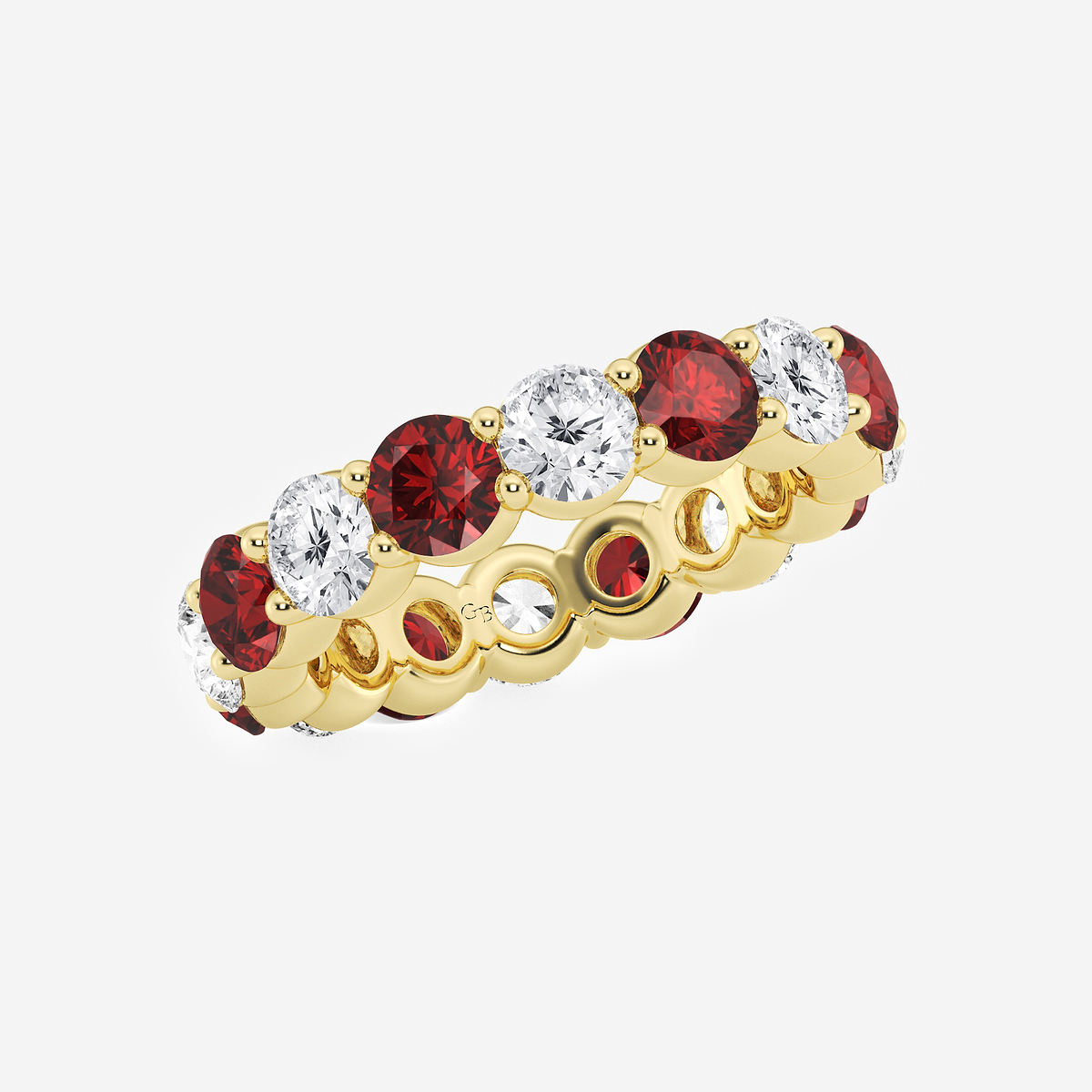 Additional Image 1 for  4.4 mm Round Cut Ruby and 2 2/3 ctw Round Lab Grown Diamond Eternity Band - 4.4mm Width