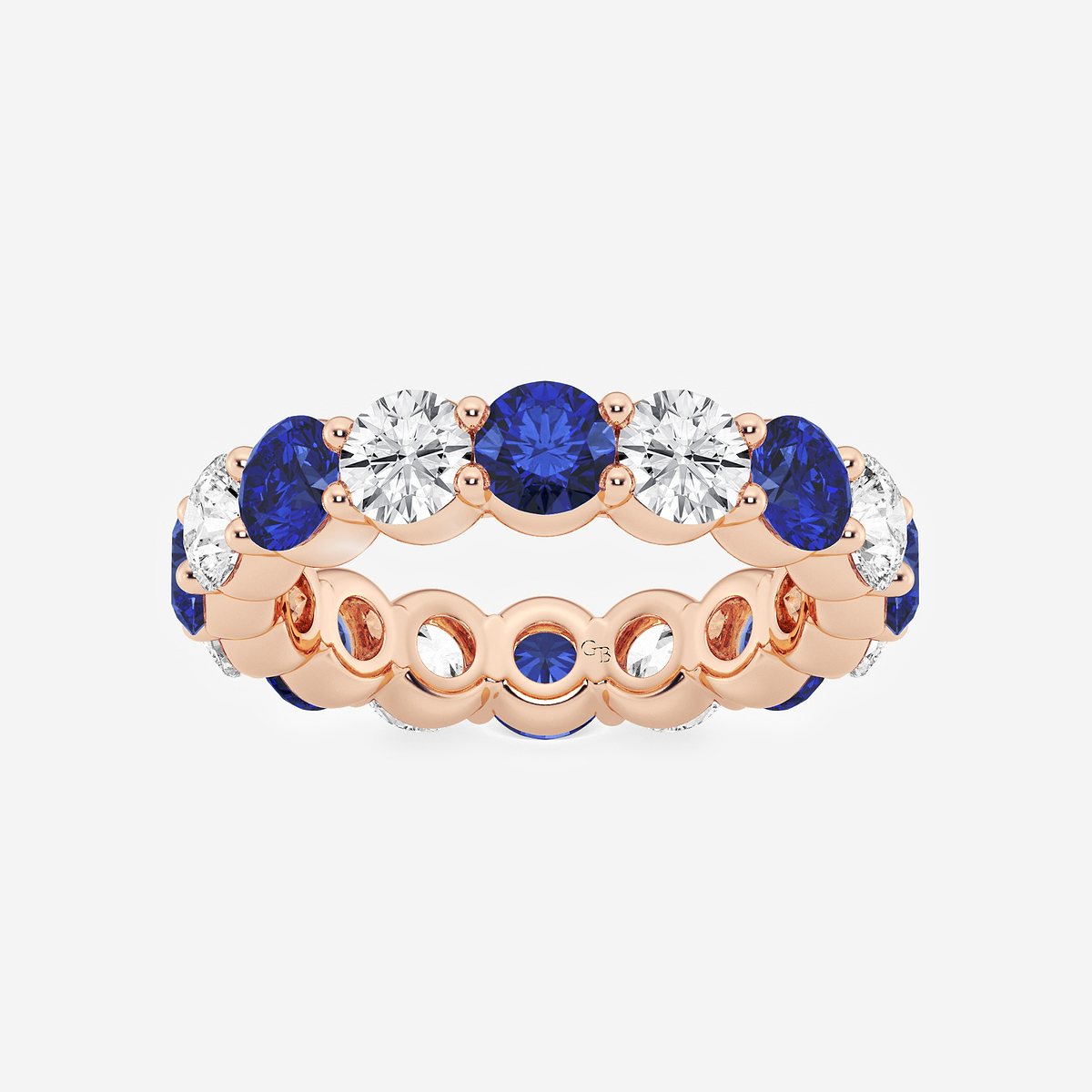 4.4 mm Round Cut Sapphire and 2 2/3 ctw Round Lab Grown Diamond Eternity Band - 4.4mm Width