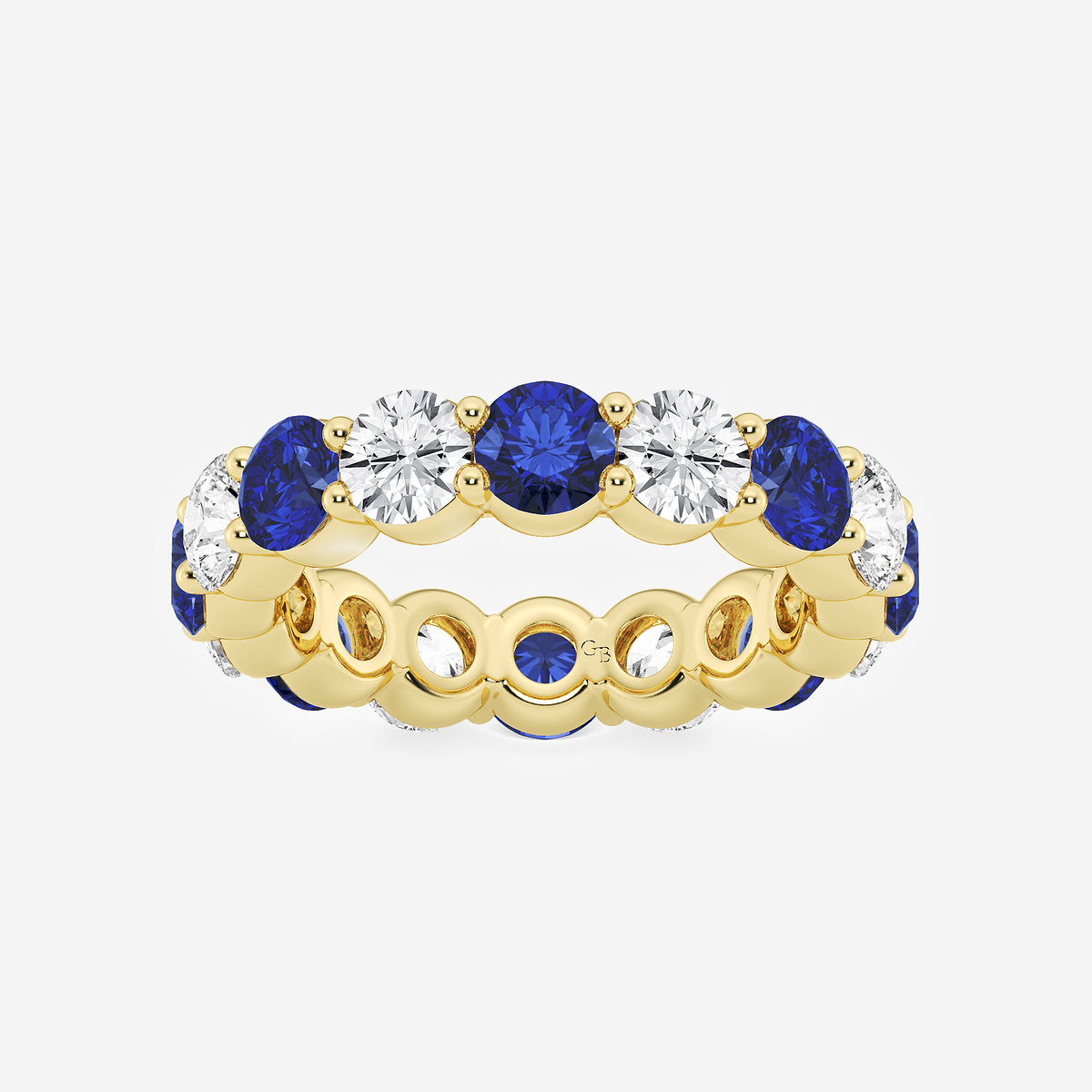 4.4 mm Round Cut Sapphire and 2 2/3 ctw Round Lab Grown Diamond Eternity Band - 4.5mm Width