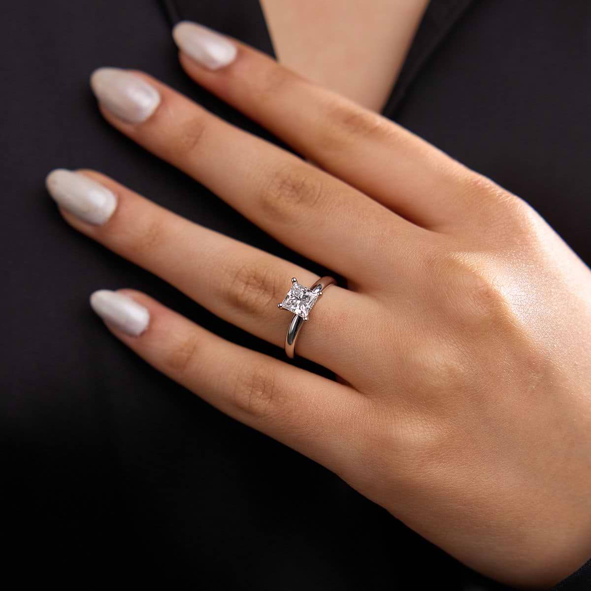 1 ctw Princess Lab Grown Diamond Classic Solitaire Engagement Ring