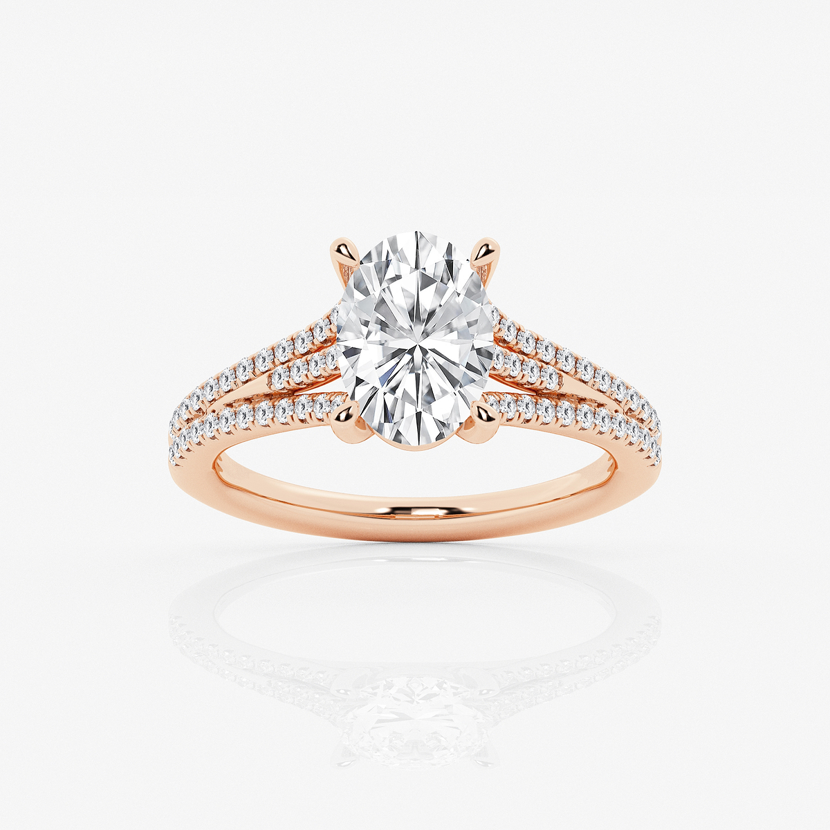 2 1/4 ctw Oval Lab Grown Diamond Three Row Split Shank Solitaire Engagement Ring