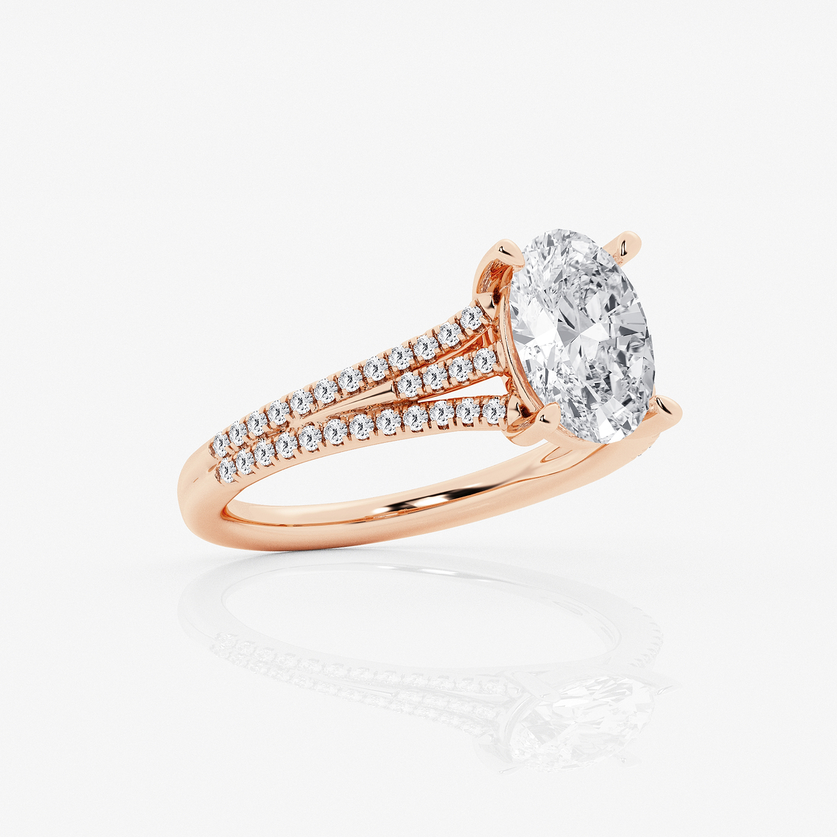 Additional Image 1 for  2 1/4 ctw Oval Lab Grown Diamond Three Row Split Shank Solitaire Engagement Ring
