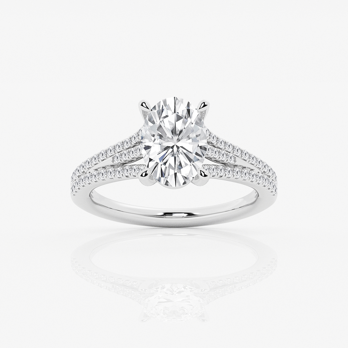 2 1/4 ctw Oval Lab Grown Diamond Three Row Split Shank Solitaire Engagement Ring