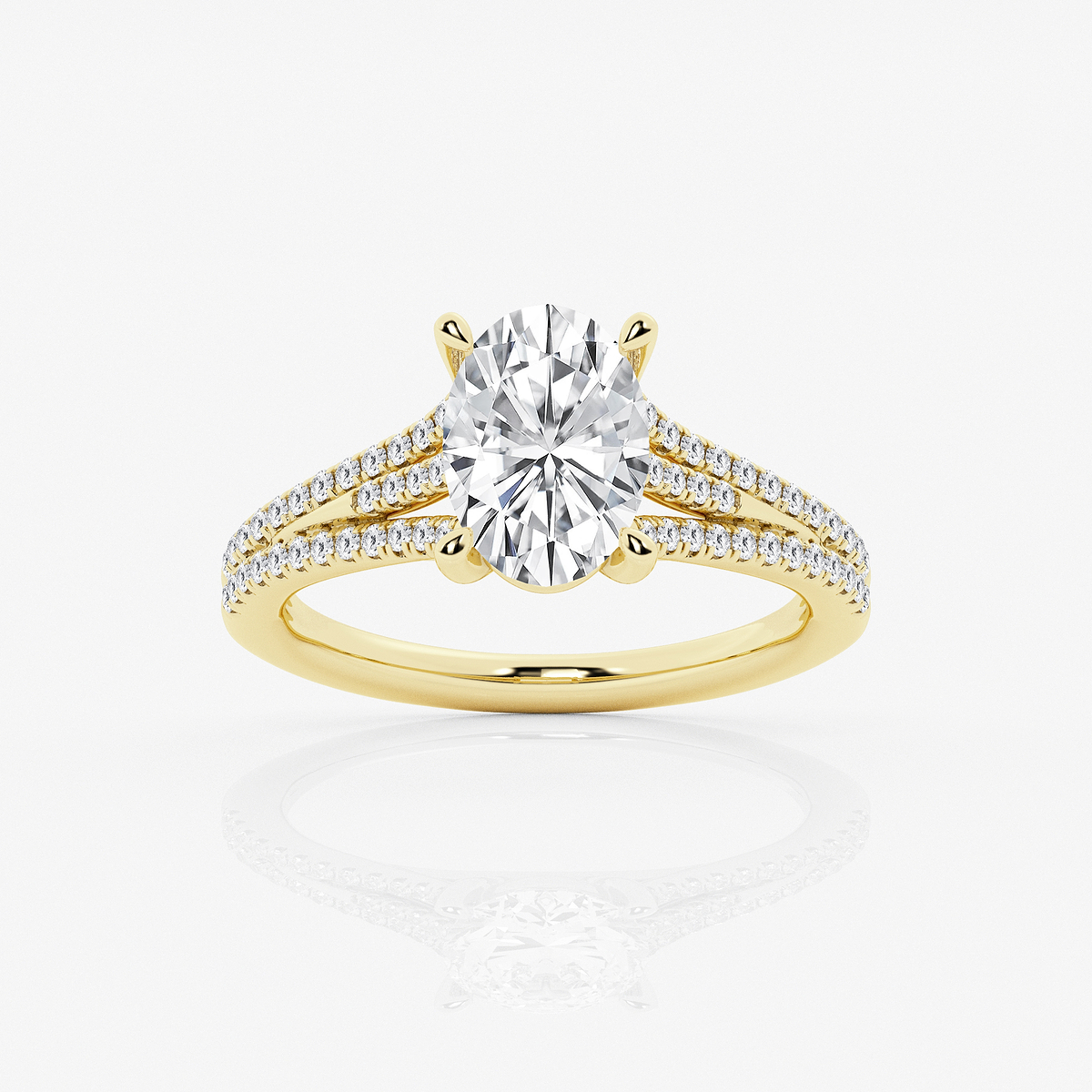 2 1/4 ctw Oval Lab Grown Diamond Three Row Split Shank Solitaire Engagement Ring