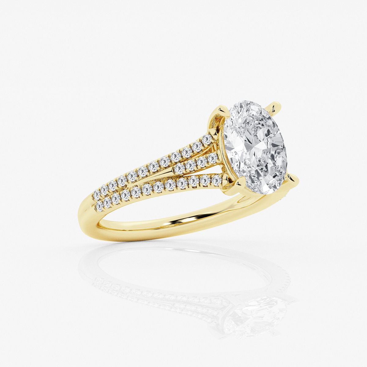 Additional Image 1 for  2 1/4 ctw Oval Lab Grown Diamond Three Row Split Shank Solitaire Engagement Ring