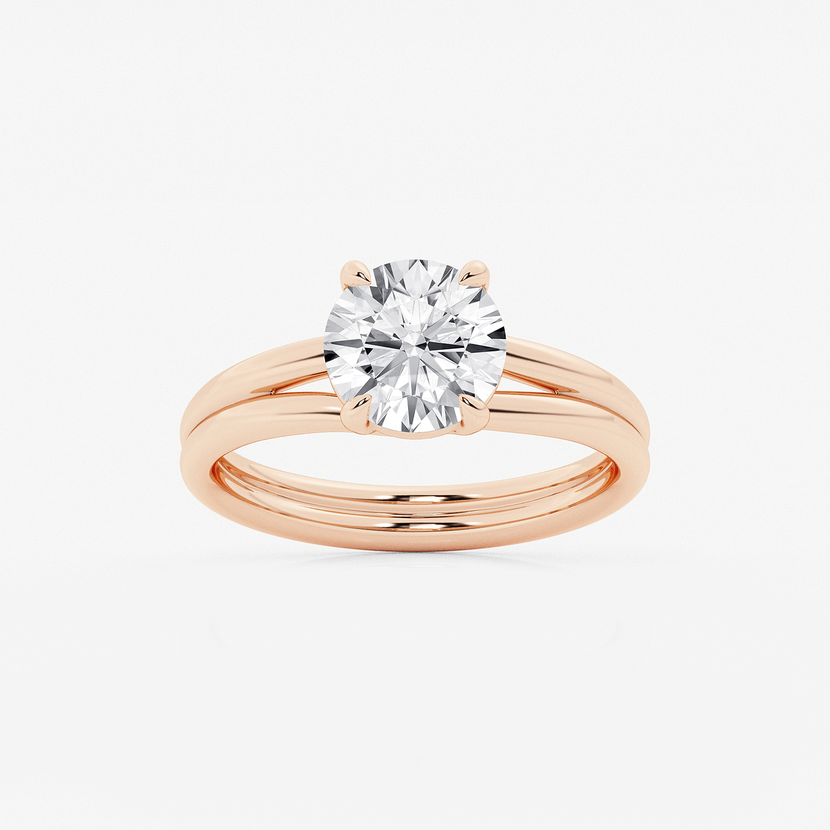 2 ctw Round Lab Grown Diamond Double Shank Trellis Solitaire Engagement Ring