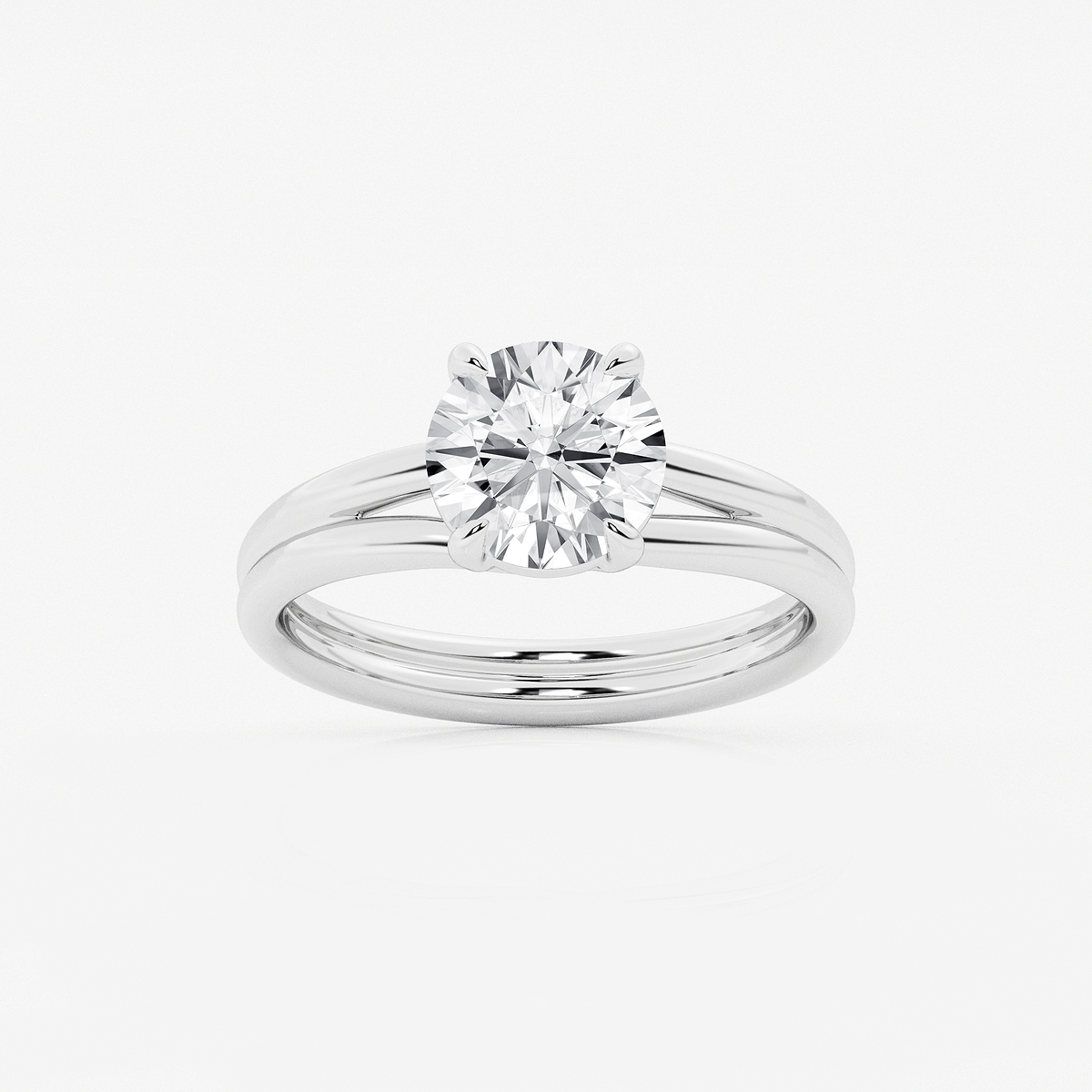 2 ctw Round Lab Grown Diamond Double Shank Trellis Solitaire Engagement Ring