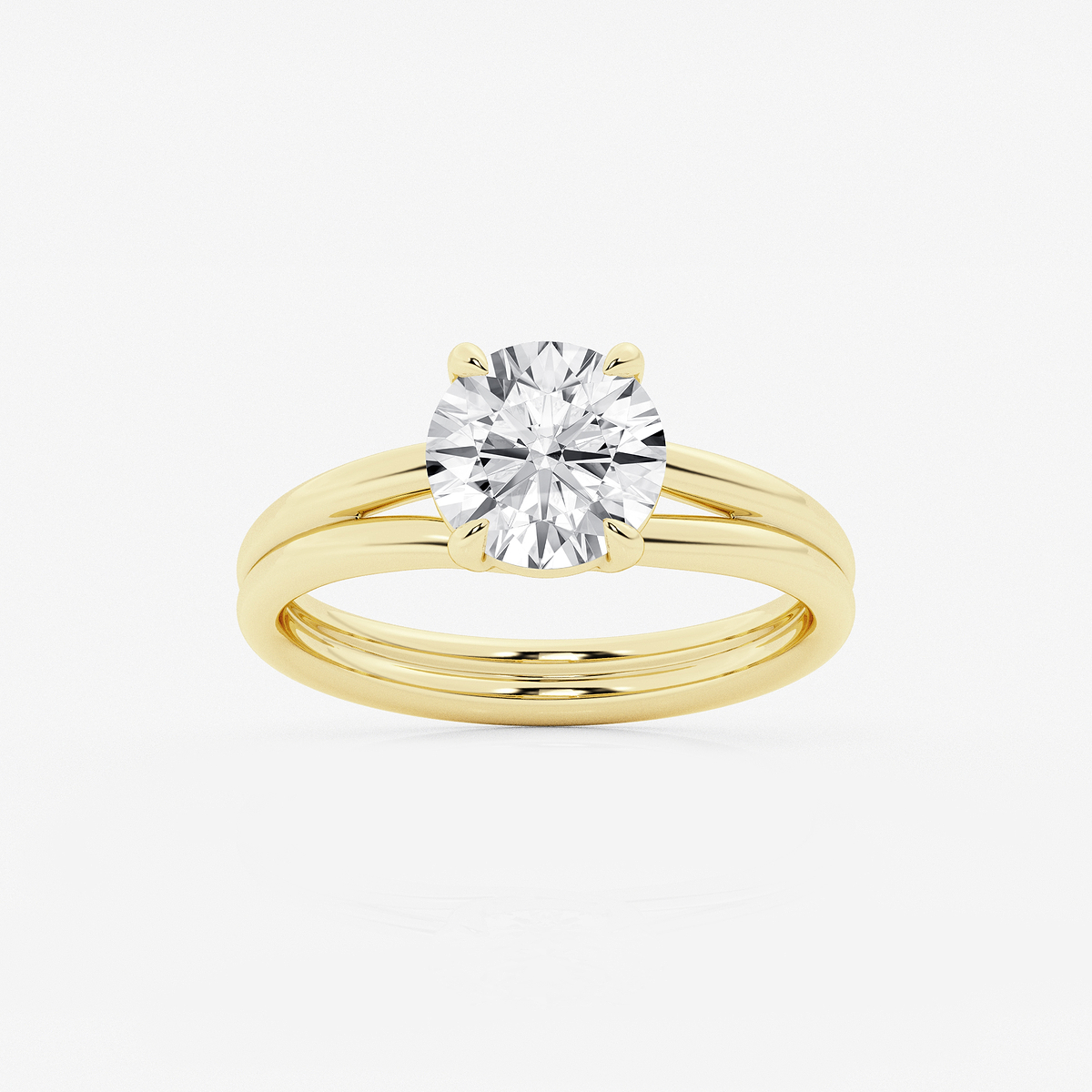 2 ctw Round Lab Grown Diamond Double Shank Trellis Solitaire Engagement Ring