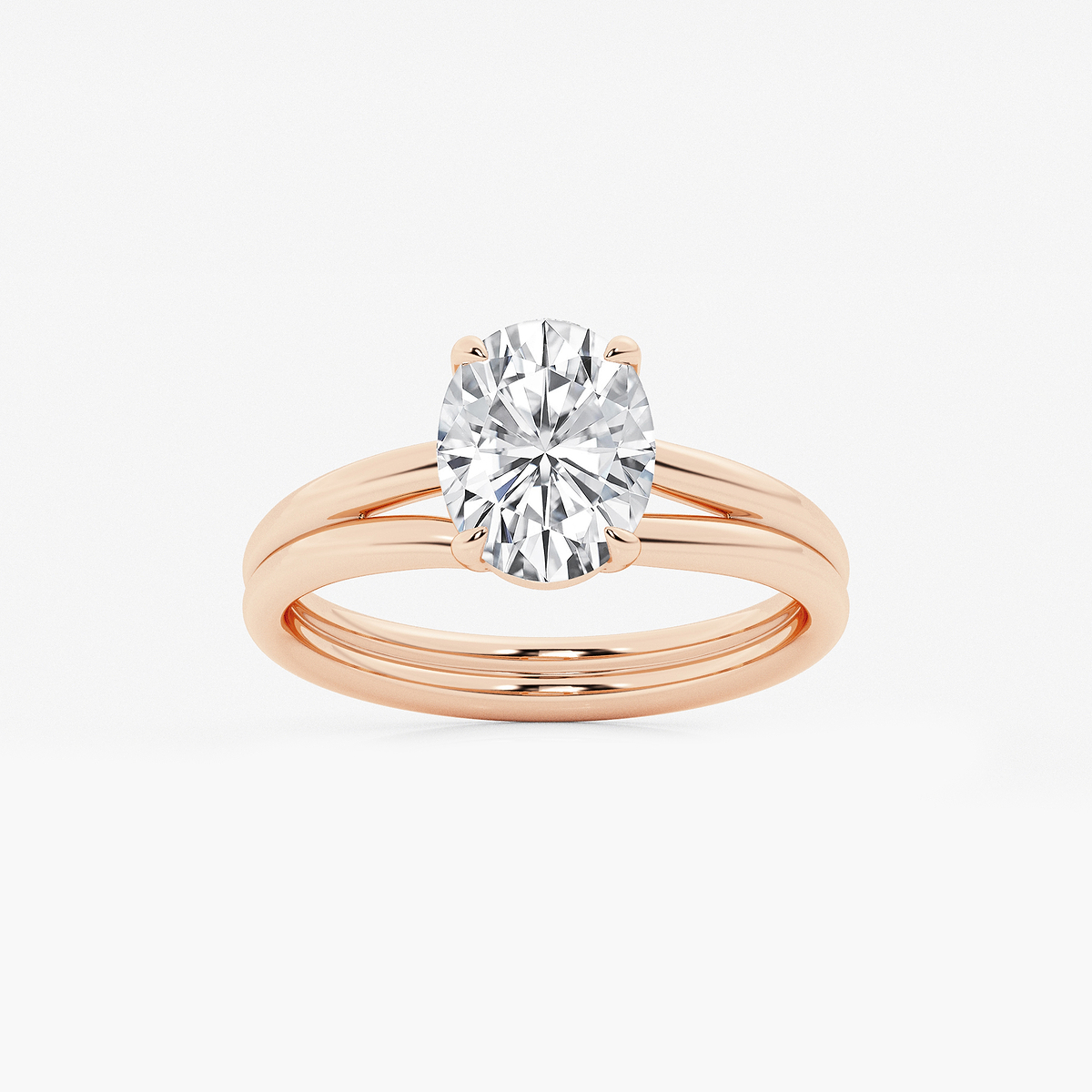 2 ctw Oval Lab Grown Diamond Double Shank Trellis Solitaire Engagement Ring