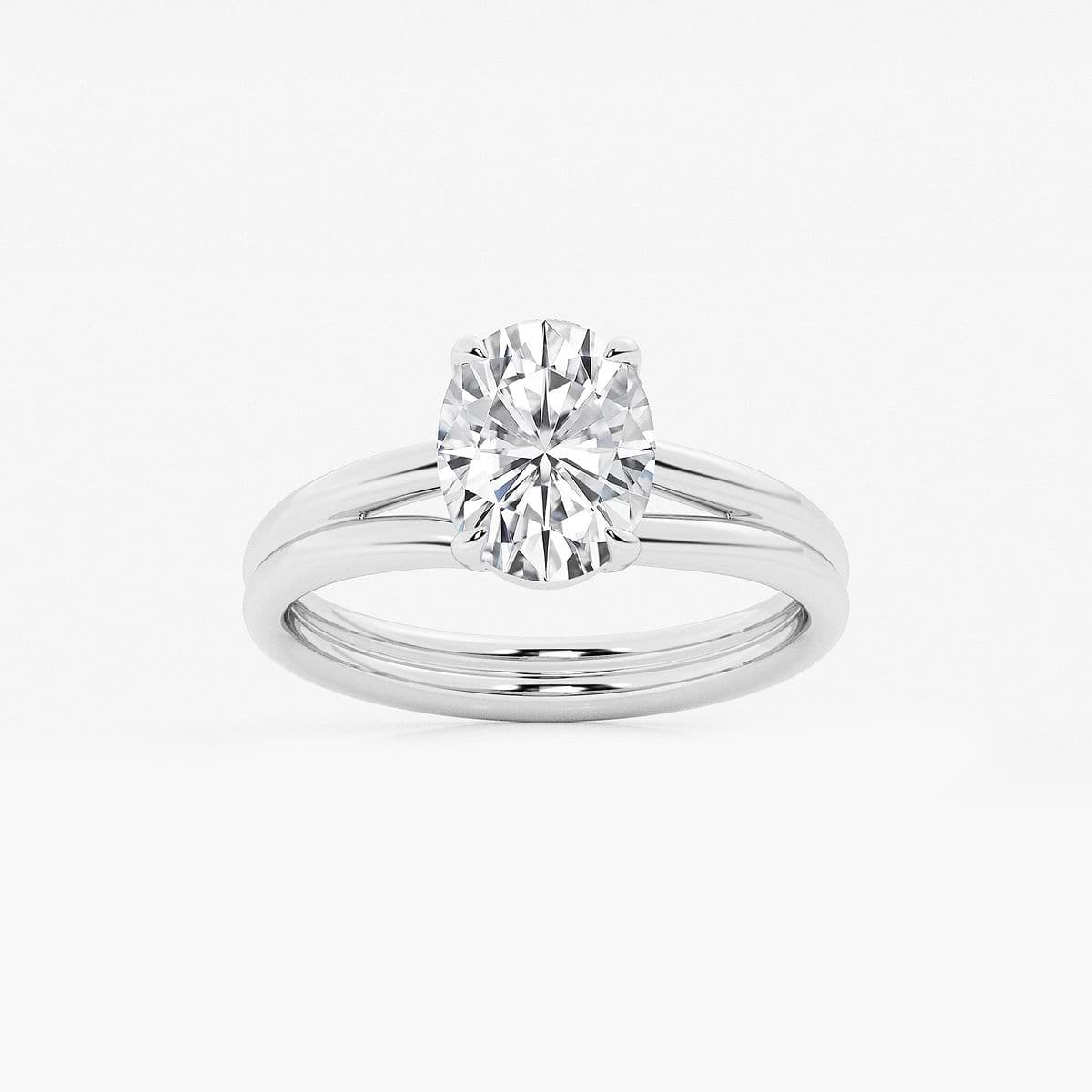 2 ctw Oval Lab Grown Diamond Double Shank Trellis Solitaire Engagement Ring