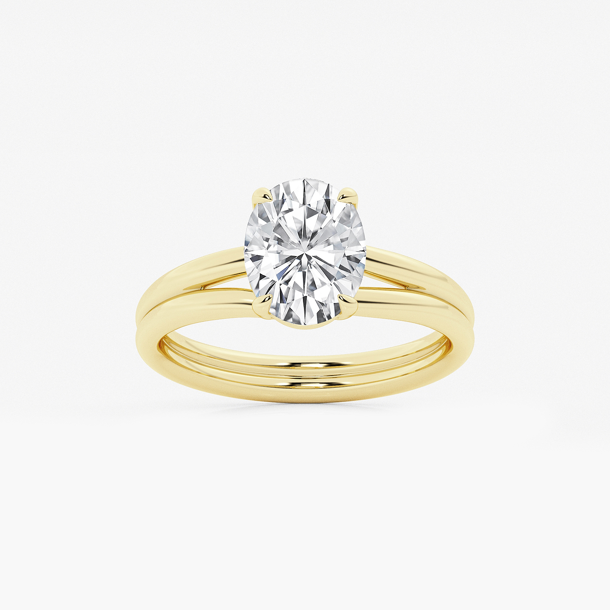 2 ctw Oval Lab Grown Diamond Double Shank Trellis Solitaire Engagement Ring