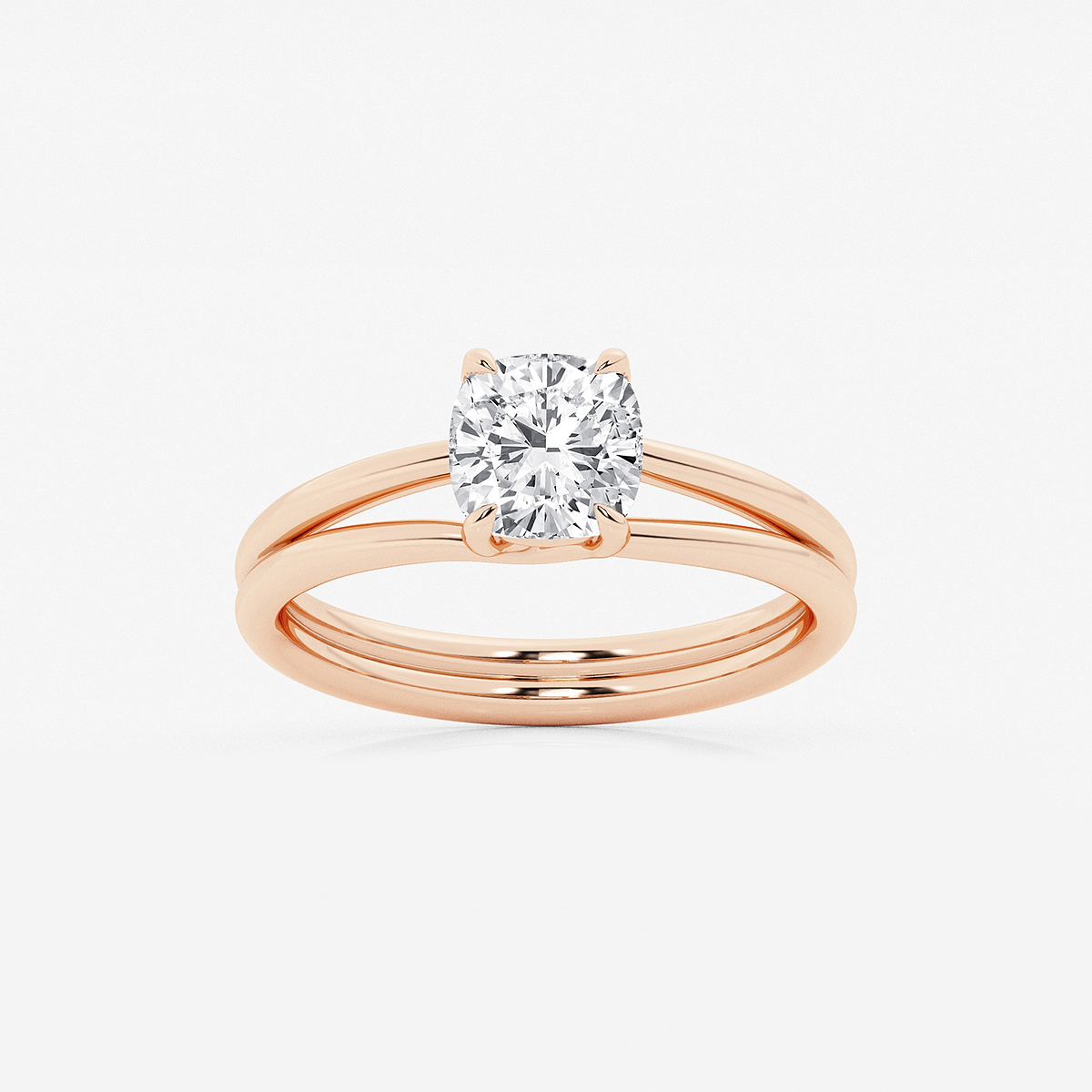 2 ctw Cushion Lab Grown Diamond Double Shank Trellis Solitaire Engagement Ring