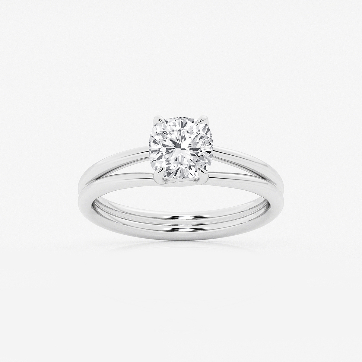 2 ctw Cushion Lab Grown Diamond Double Shank Trellis Solitaire Engagement Ring