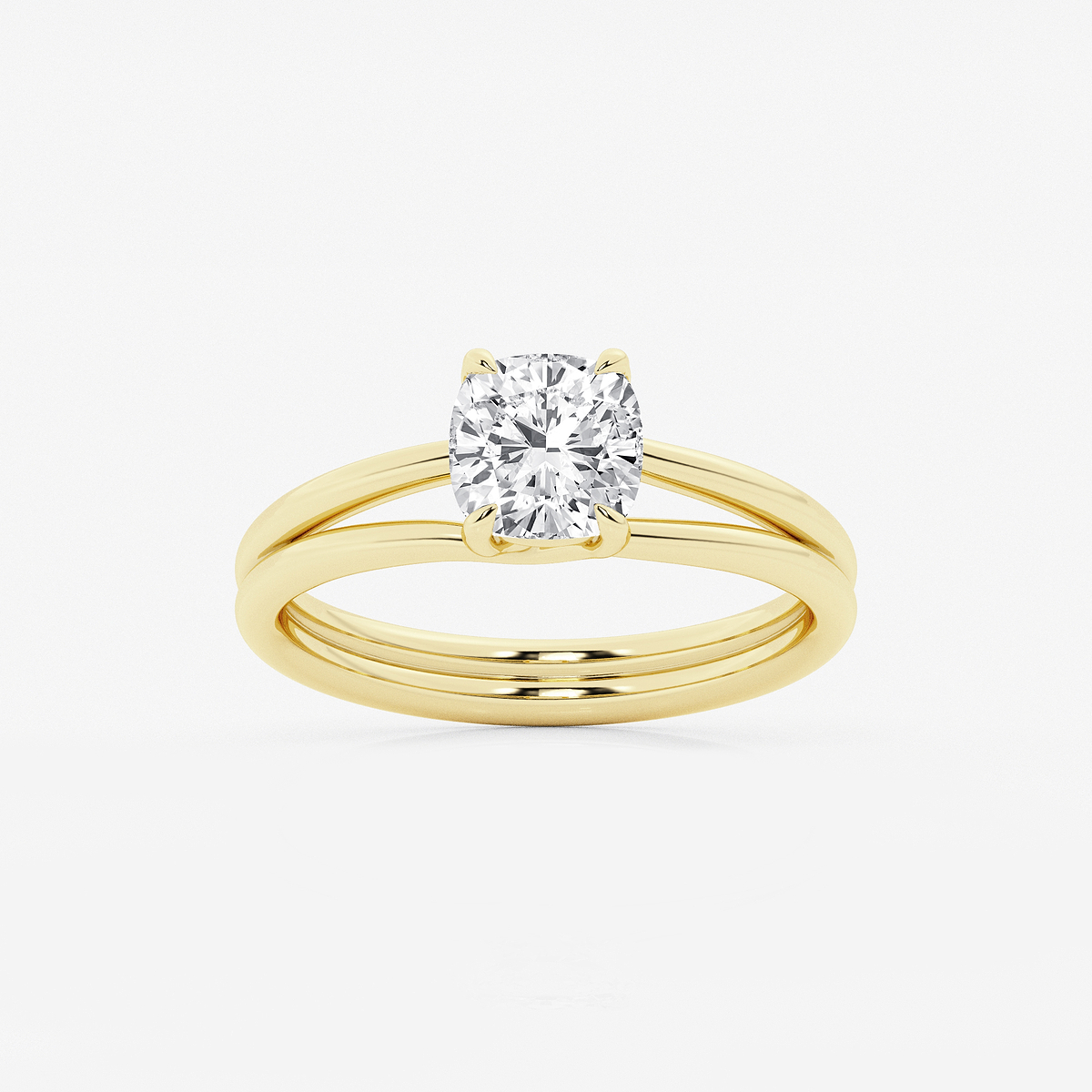 2 ctw Cushion Lab Grown Diamond Double Shank Trellis Solitaire Engagement Ring