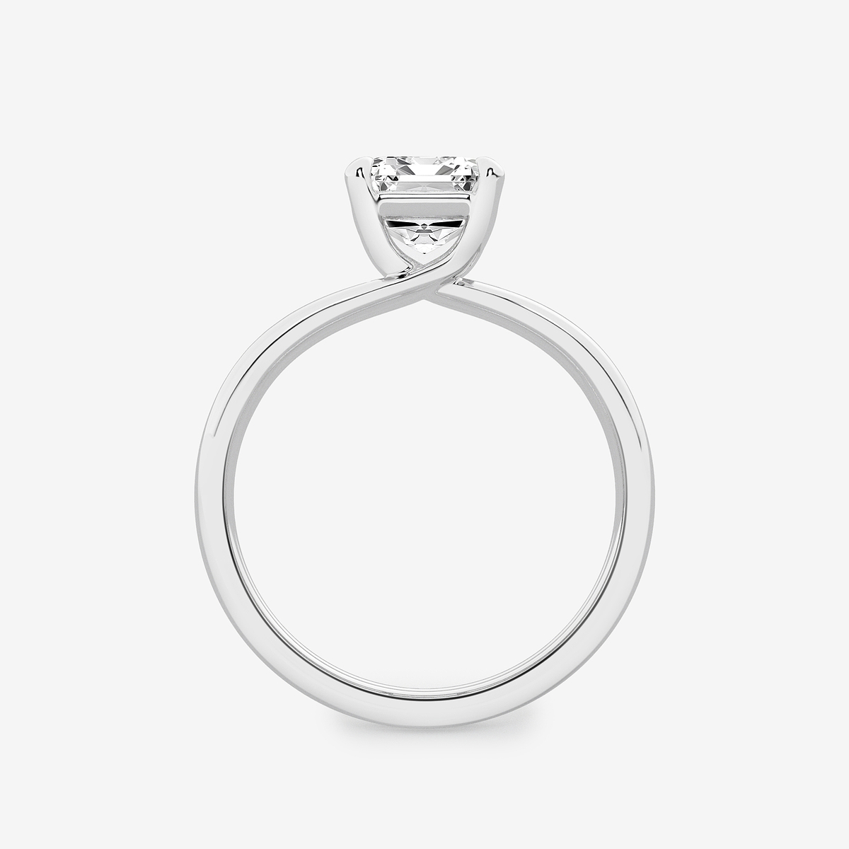 Additional Image 1 for  2 ctw Emerald Lab Grown Diamond Double Shank Trellis Solitaire Engagement Ring
